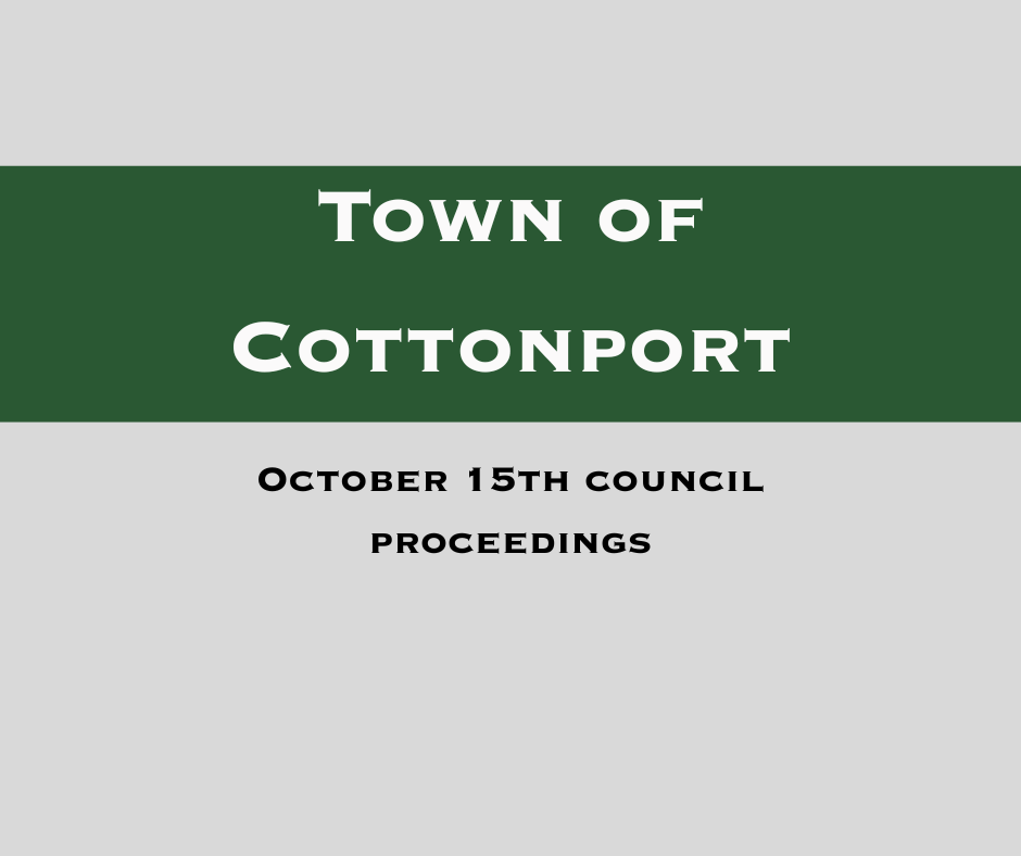 Town of Cottonport Oct. 15 council proceedings