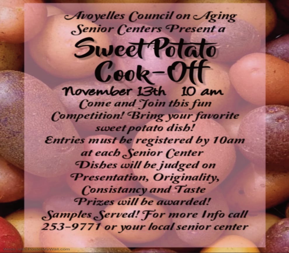 Avoyelles Council on Aging to host Sweet Potato Cook-Off Nov. 13