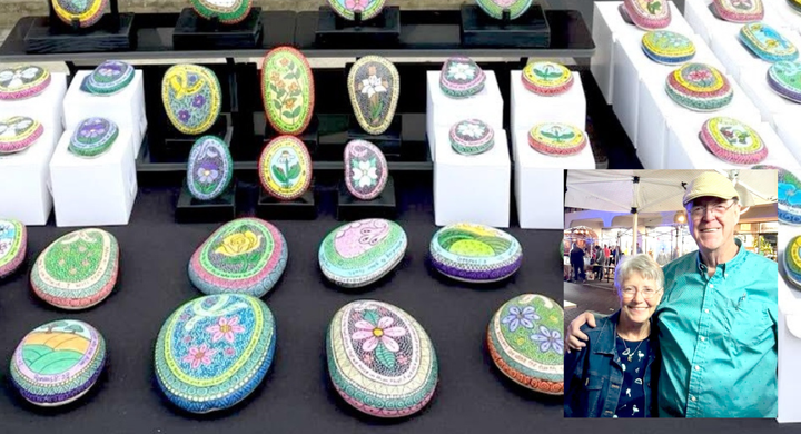 River rocks are her canvas and scripture is her work of art